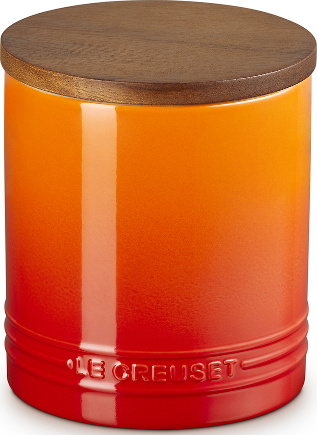 Le Creuset Boîte de Rangement avec couvercle en bois, 1,1 l, orange flamme