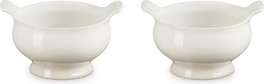 Le Creuset Bols à Soupe 600 ml, en grès, beige, Lot de 2