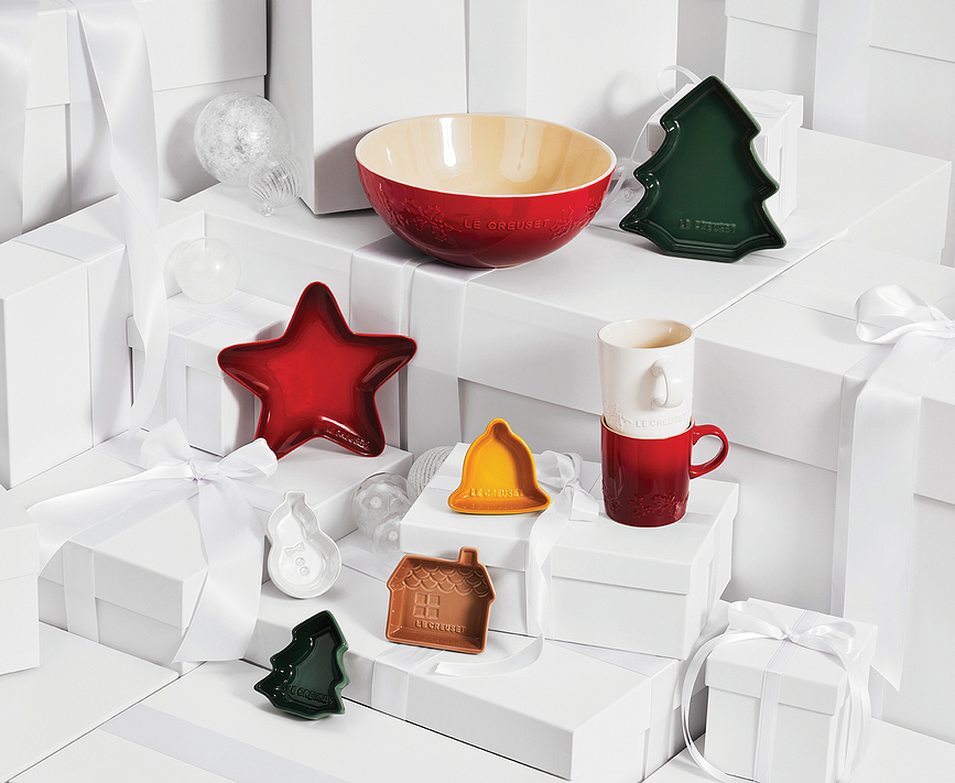 Le Creuset Christmas Krožniki za prigrizke, 4 kosi