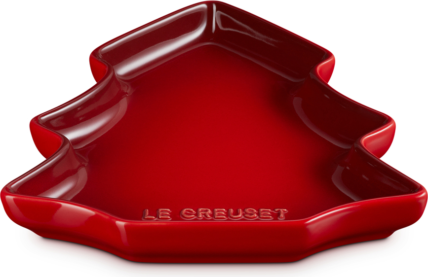 Le Creuset Christmas Πιατέλα, σε σχήμα χριστουγεννιάτικου δέντρου, κερασί