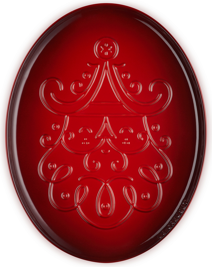 Le Creuset Christmas Πιατέλα Σερβιρίσματος Άγιος Βασίλης, 36 cm, κερασί