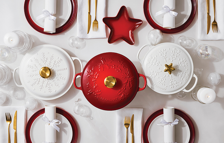 Le Creuset Christmas Πιάτο Σνακ, σχήμα αστεριού, κερασί