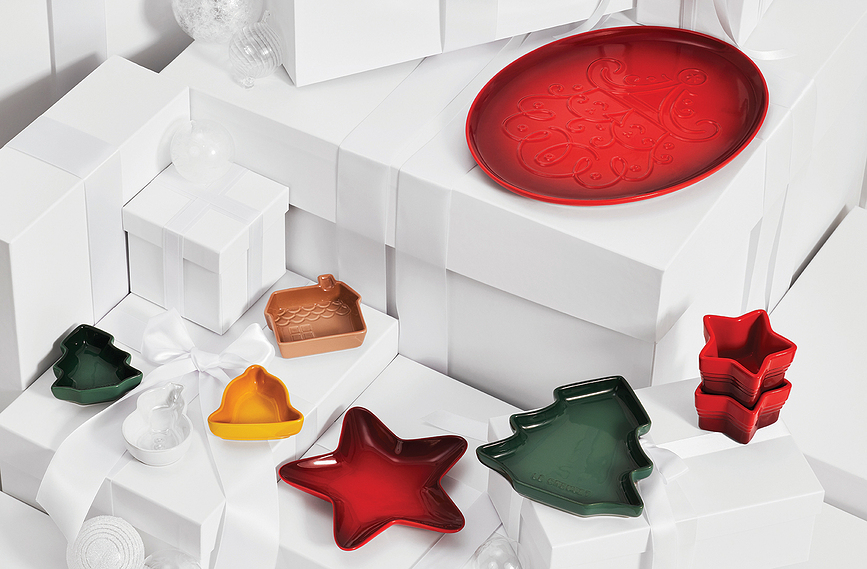 Le Creuset Christmas Πιάτο Σνακ, σχήμα αστεριού, κερασί