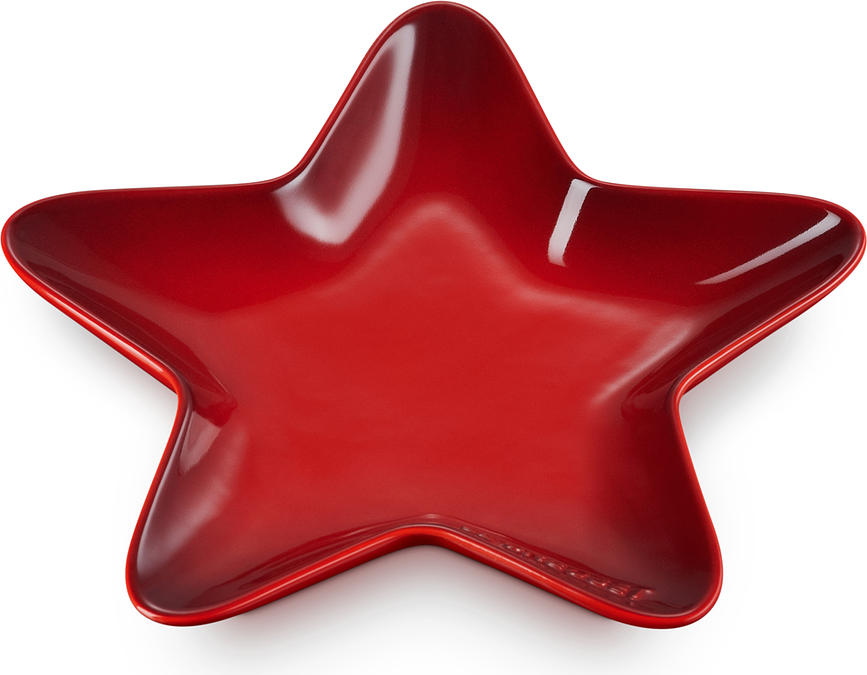 Le Creuset Christmas Πιάτο Σνακ, σχήμα αστεριού, κερασί