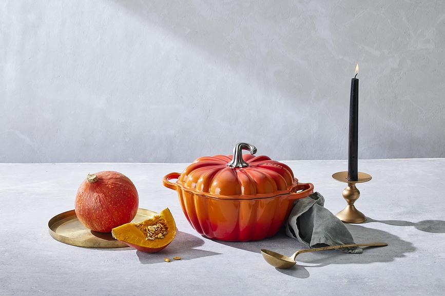 Le Creuset Halloween Cocotte forme citrouille, 3,7 L, orange flamme