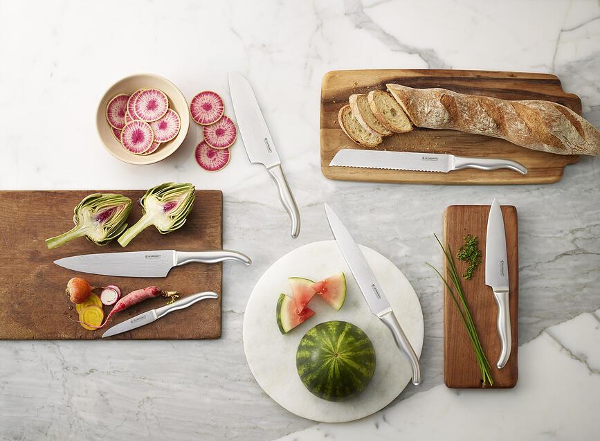 Le Creuset Couteau de Chef 20 cm, avec manche en acier inoxydable