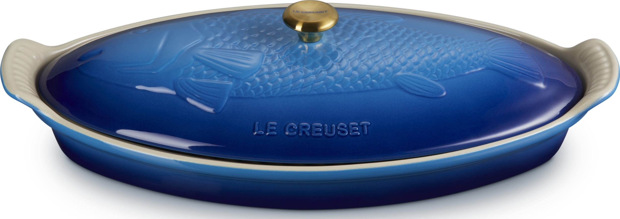 Bratpfannen aus Steingut Le Creuset Fischbräter 34 Cm, Tiefblau