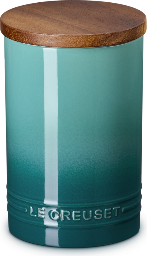Le Creuset konyhai tárolóedény fa fedővel, 770 ml, bleu riviera