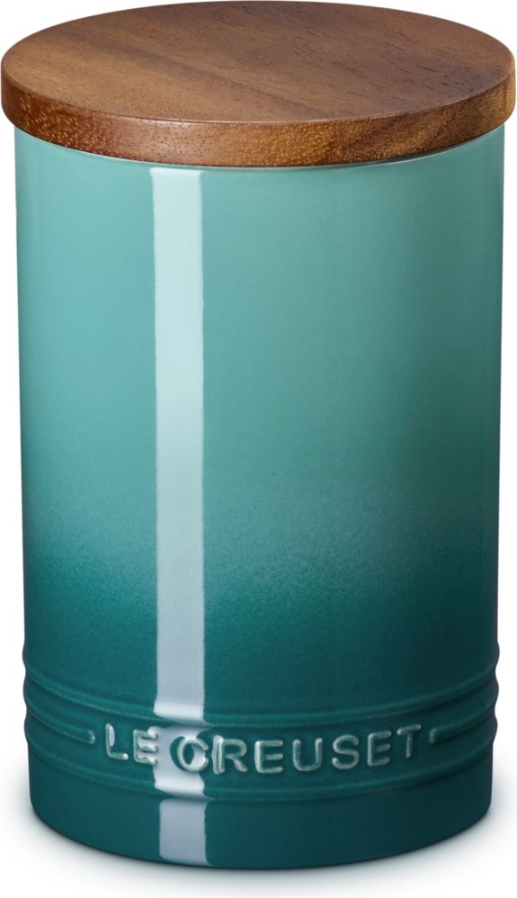Le Creuset Küchenbehälter mit Holzdeckel 770 ml, Bleu Riviera