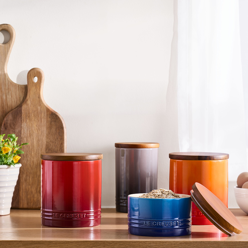 Le Creuset Posoda z lesenim pokrovom, 200 ml, bež