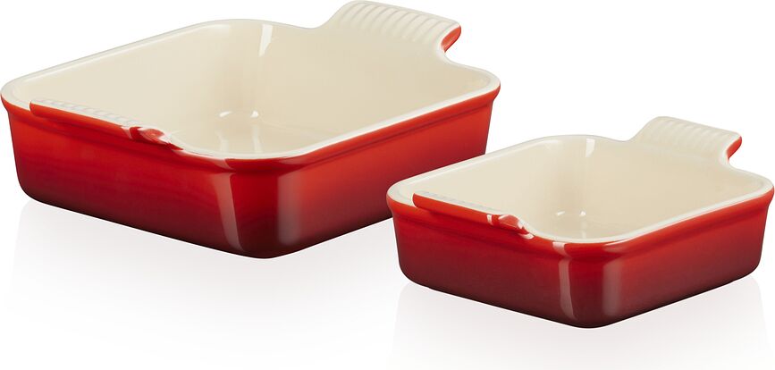 Le Creuset Pekači kvadratni, 13 cm + 20 cm, češnjevi, 2 kosa