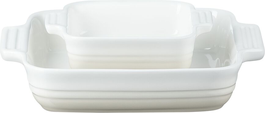 Le Creuset Plats à Four carrés, 14 cm et 23 cm, orange volcanique, Lot de 2