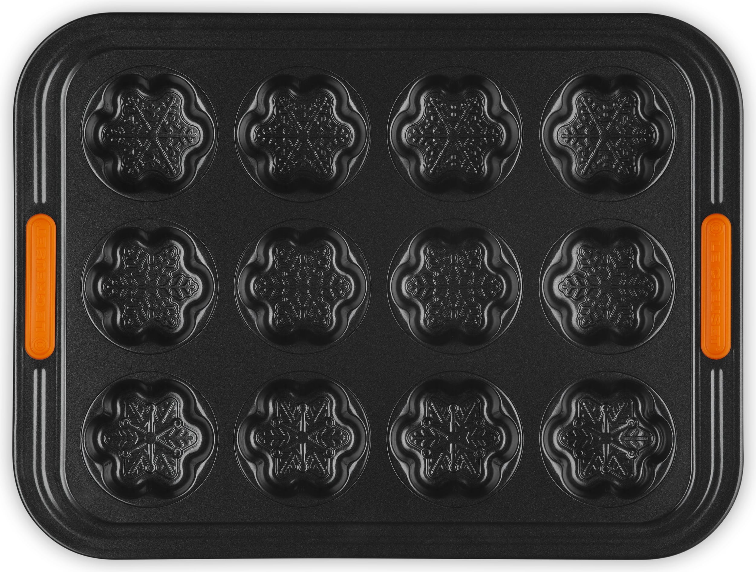 Le Creuset Muffinform, 12 Mulden, Schneeflocken-Muster