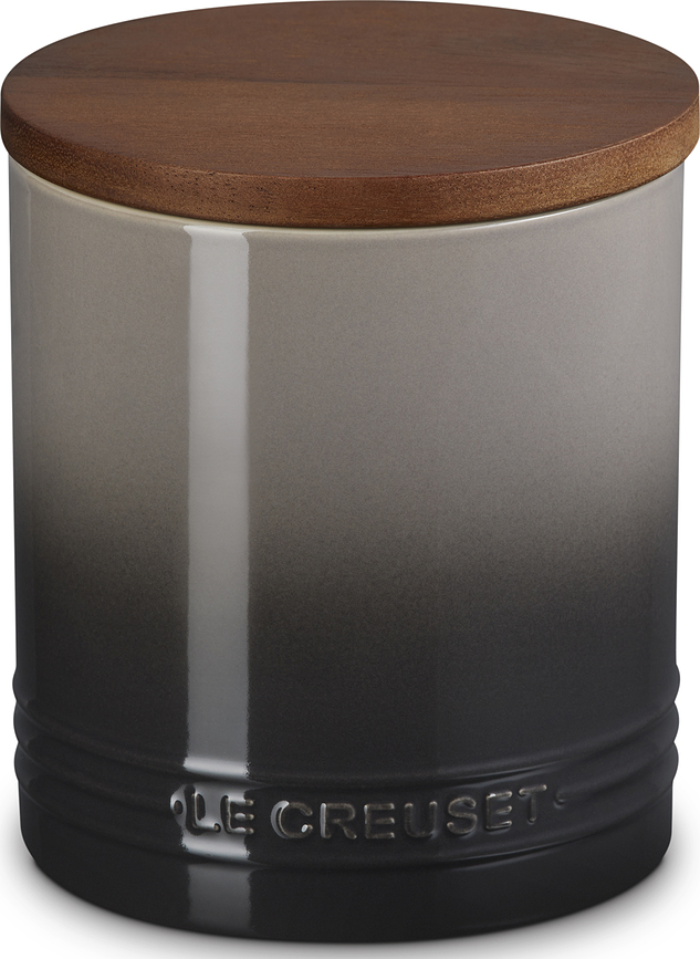 Le Creuset Posoda za shranjevanje z lesenim pokrovom, 1,1 l, siva