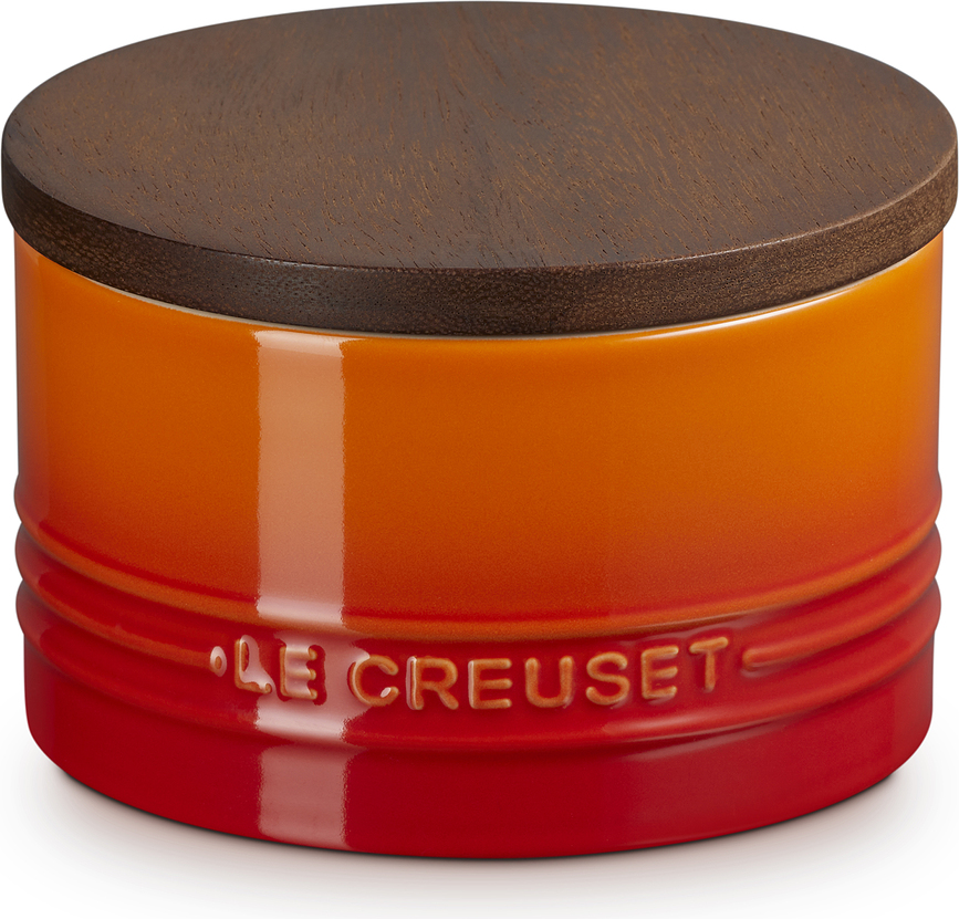 Le Creuset Pot de Rangement avec couvercle en bois, 470 ml, orange flamboyant