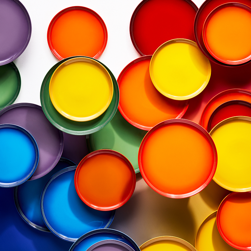 Le Creuset Rainbow Assiettes à déjeuner 22 cm, multicolores, Lot de 6