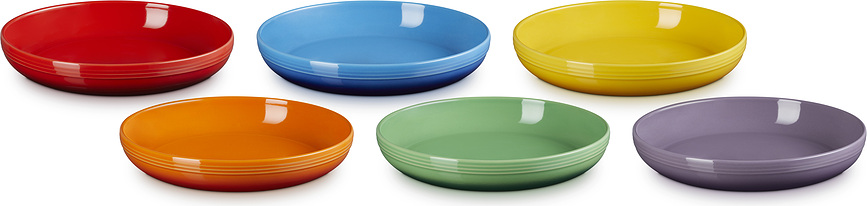 Le Creuset Rainbow Assiettes Creuses Coupe, 22 cm, multicolores, Lot de 6