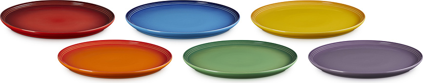 Le Creuset Rainbow Assiettes Plates 27 cm, multicolores, Lot de 6