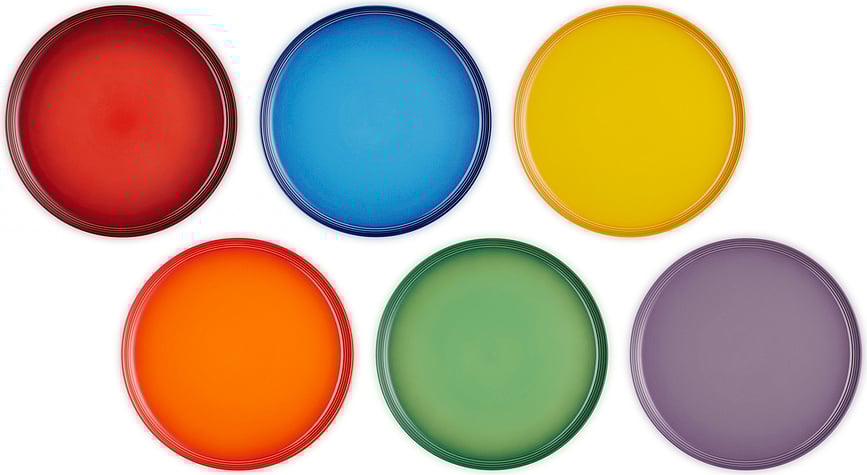 Le Creuset Rainbow Coupe Krožniki za glavno jed, 27 cm, barvni, 6 kosov