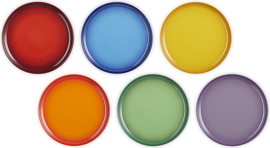 Le Creuset Rainbow Coupe Krožniki za zajtrk, 22 cm, barviti, 6 kosov