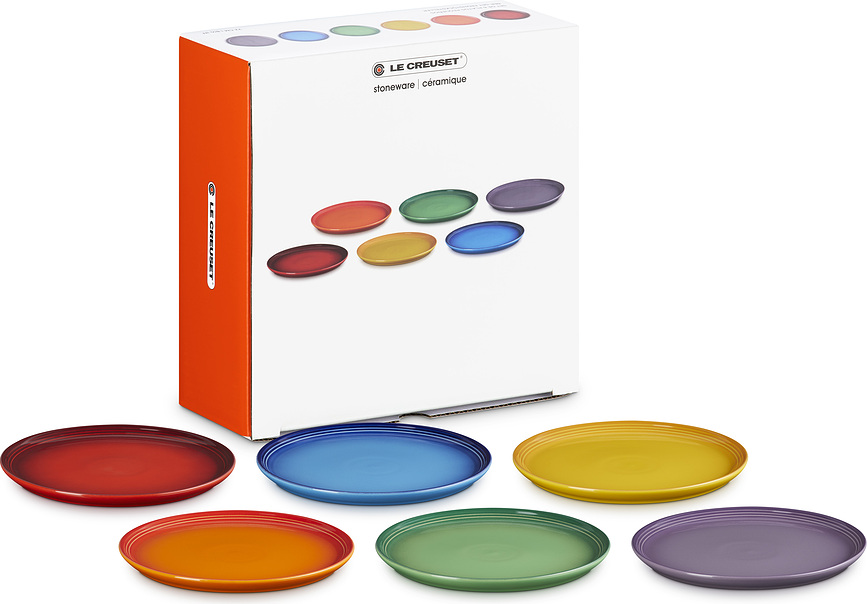 Le Creuset Rainbow Coupe Πιάτα Πρωινού, 22 cm, πολύχρωμα, 6 τμχ