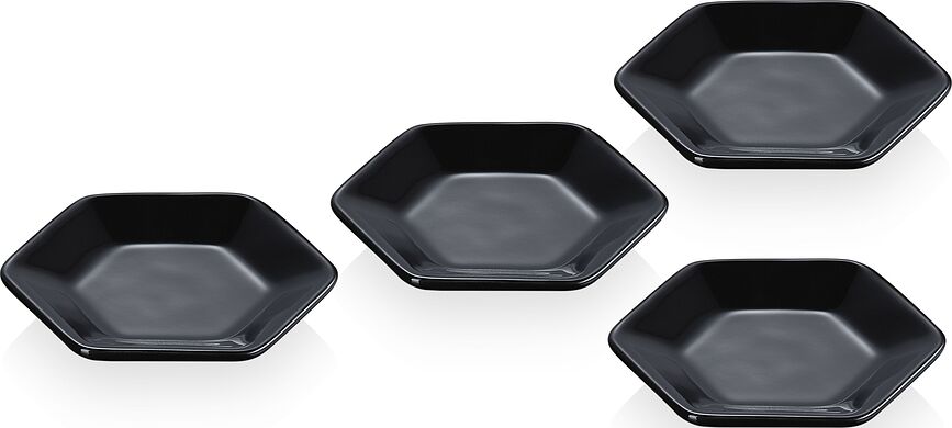 Le Creuset Saucen- und Abtropfschalen 9,5 cm sechseckig schwarz 4 St.