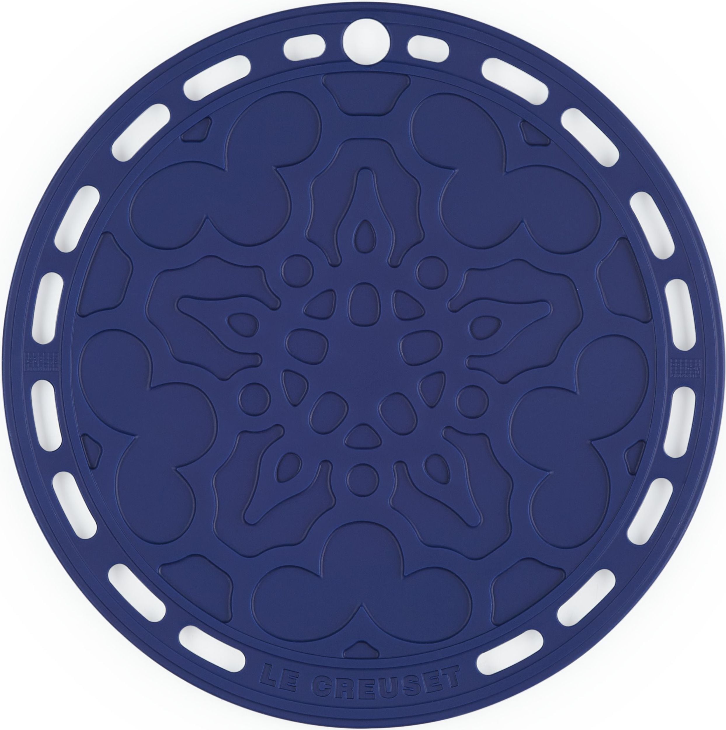 Le Creuset Untersetzer für heißes Geschirr 20 cm mit Muster tiefes Blau