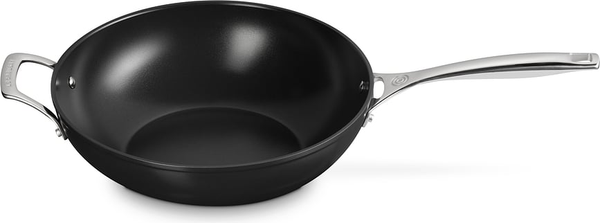 Le Creuset Wok-pann 30 cm keraamilise kattega käepidemetega