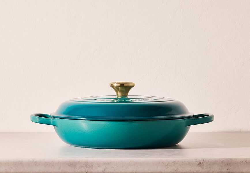 Marmite Gourmet basse 30 cm, bleu riviera