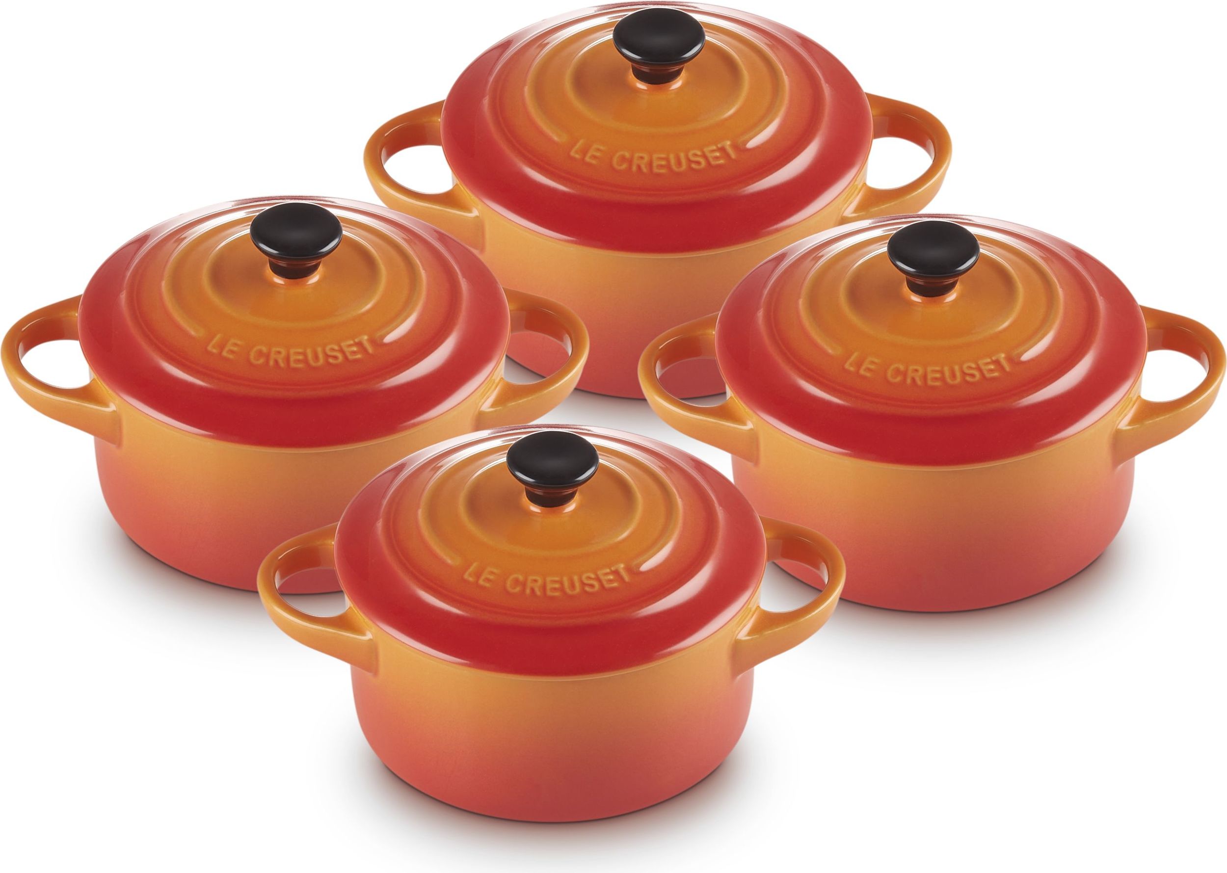 Mini Cocotte Geschirr zum Backen und Servieren 250 ml Feuriges Orange 4 St.