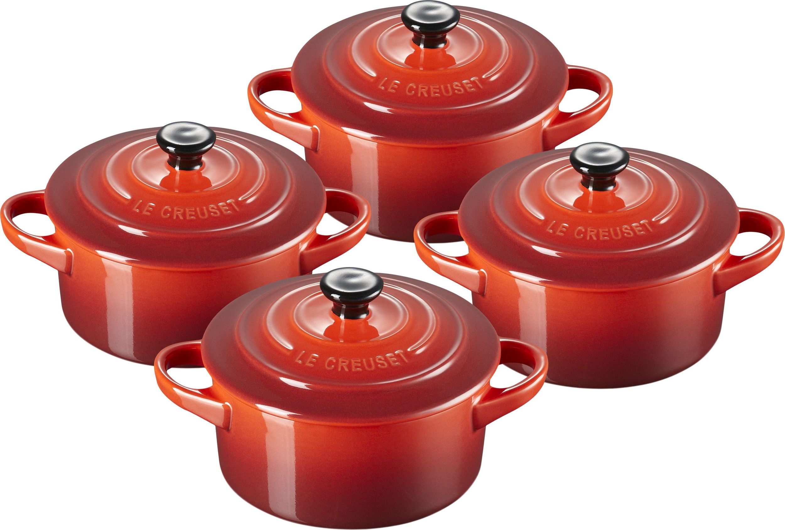 Mini Cocotte Geschirr zum Backen und Servieren 250 ml kirschrot 4 St.