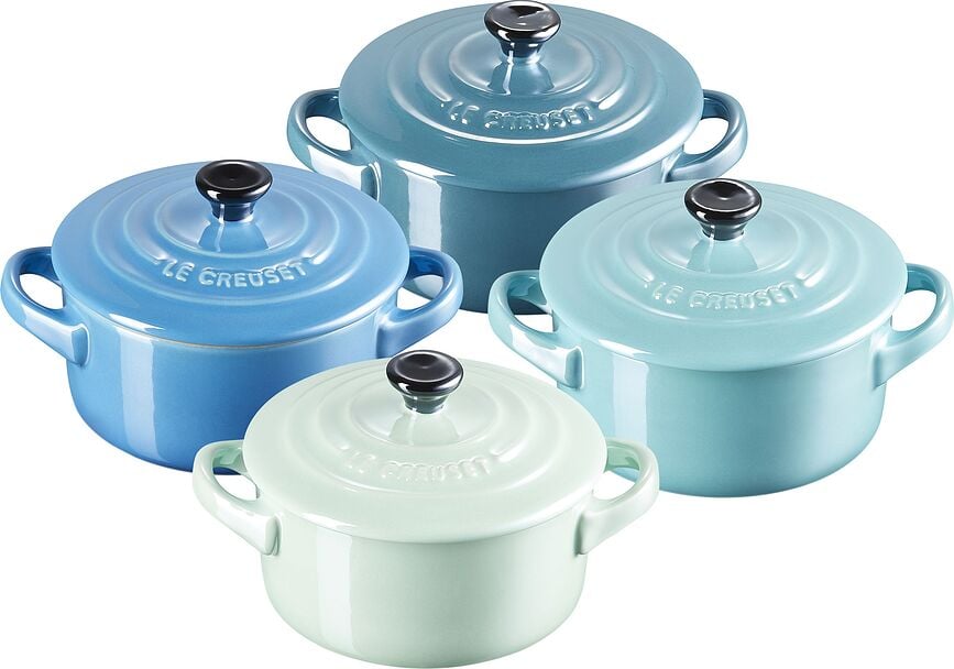 Mini Cocotte Metallics Geschirr zum Backen und Servieren 250 ml blau 4 St.