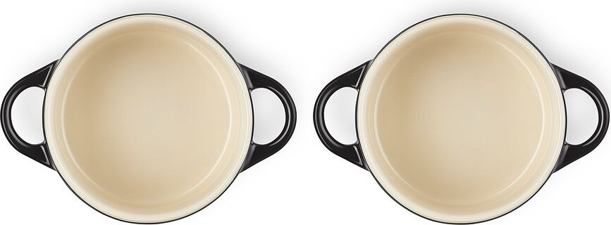 Mini Cocotte para hornear y servir, 250 ml, negras, Pack de 2 unidades