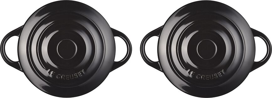 Mini Cocotte para hornear y servir, 250 ml, negras, Pack de 2 unidades