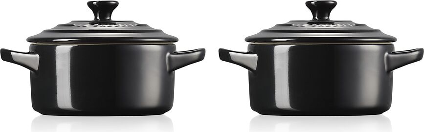 Mini Cocotte para hornear y servir, 250 ml, negras, Pack de 2 unidades