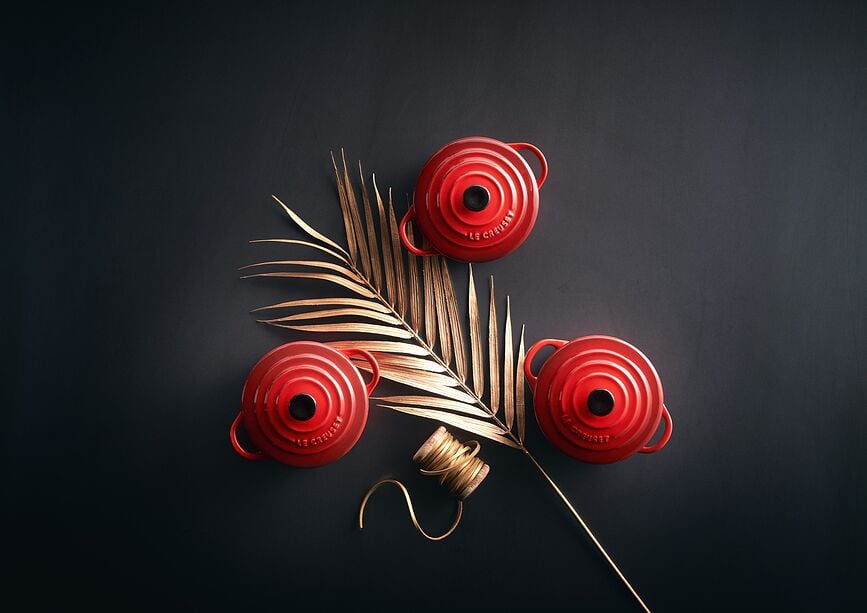 Mini Cocotte para hornear y servir, de cerámica, 250 ml, cereza, Pack de 4 unidades