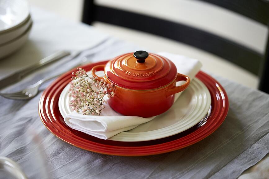 Mini Cocotte para hornear y servir, de cerámica, 250 ml, cereza, Pack de 4 unidades