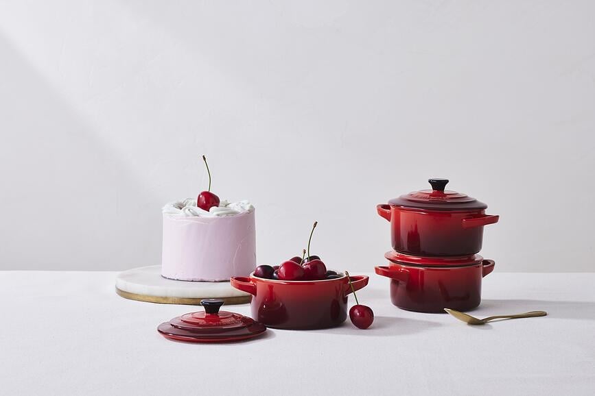 Mini Cocotte pour cuisson et service, 250 ml, cerise, Lot de 4