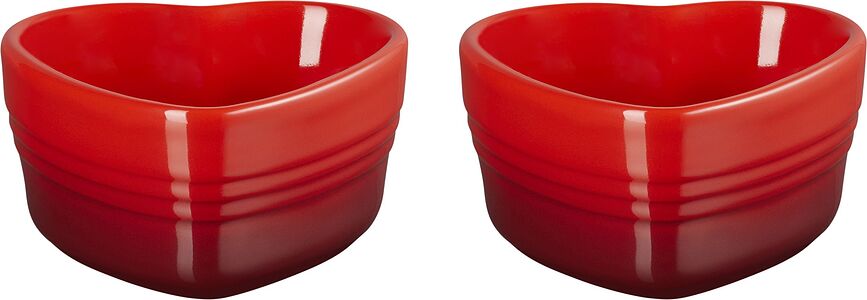 Moldes para Hornear y Servir con forma de corazón Heart, 300 ml, rojo cereza, 2 unidades