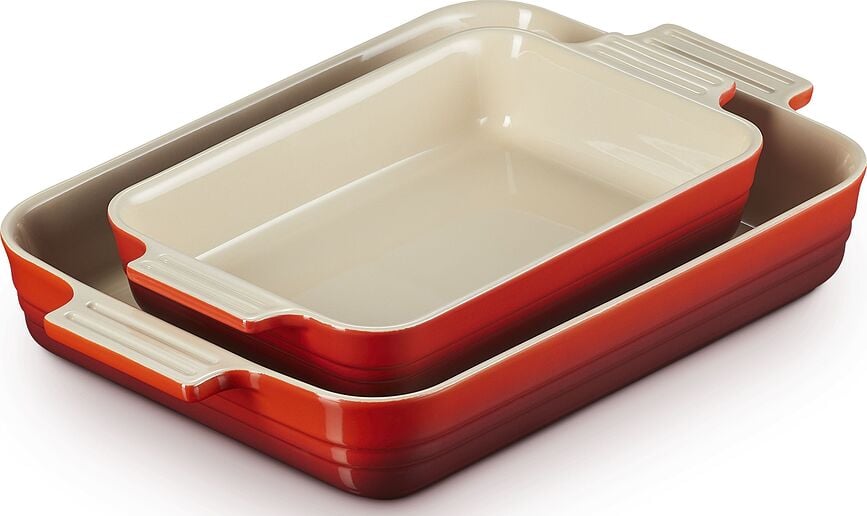 Moldes para Hornear Le Creuset rectangulares, color cereza, Pack de 2 unidades