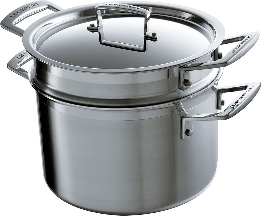 Olla de triple capa, 20 cm, con inserto para vapor y pasta