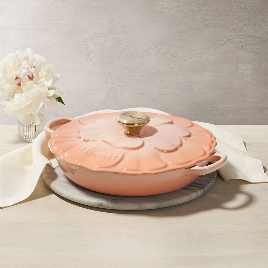 Olla Gourmet, 26 cm, diseño de flor, rosa claro