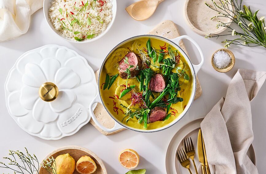 Olla Gourmet, 26 cm, diseño de flor, rosa claro