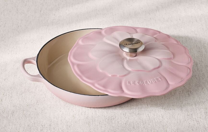 Olla Gourmet, 26 cm, diseño de flor, rosa claro