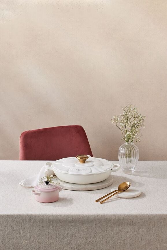 Olla Gourmet, 26 cm, diseño de flor, rosa claro