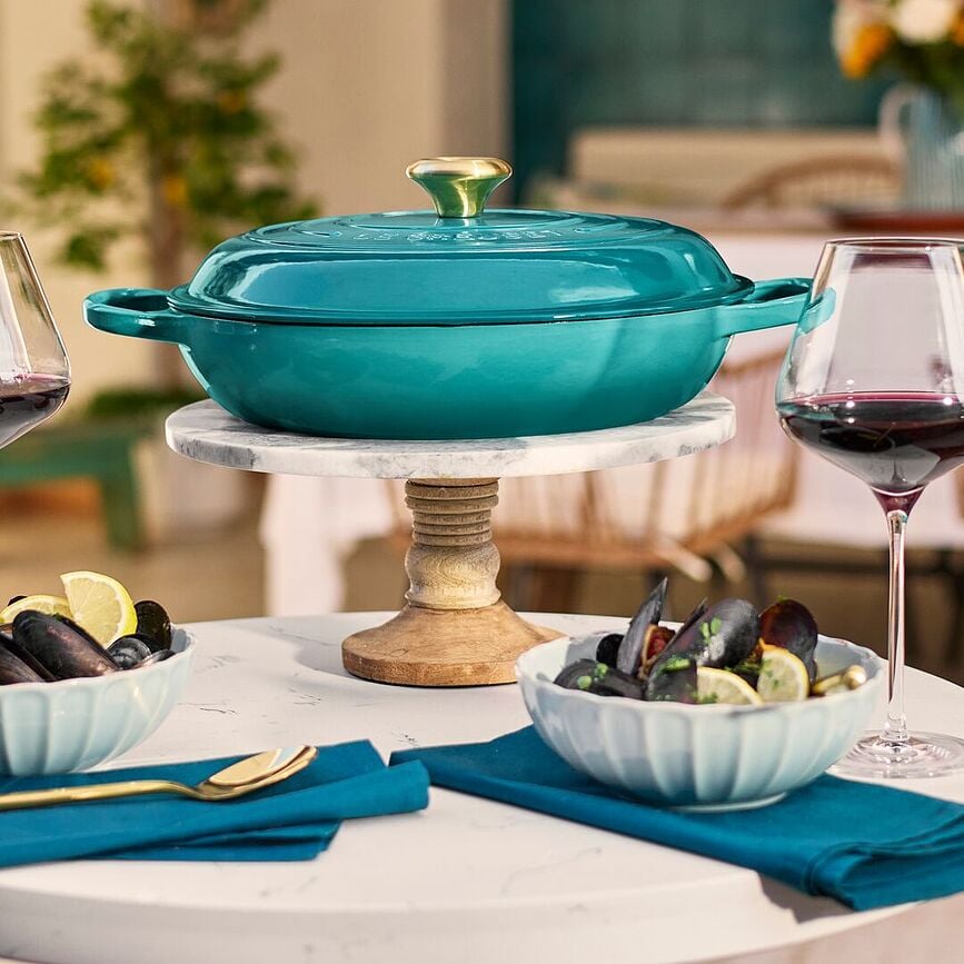 Olla Gourmet baja 26 cm, azul riviera