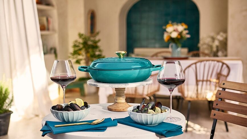 Olla Gourmet baja 26 cm, azul riviera