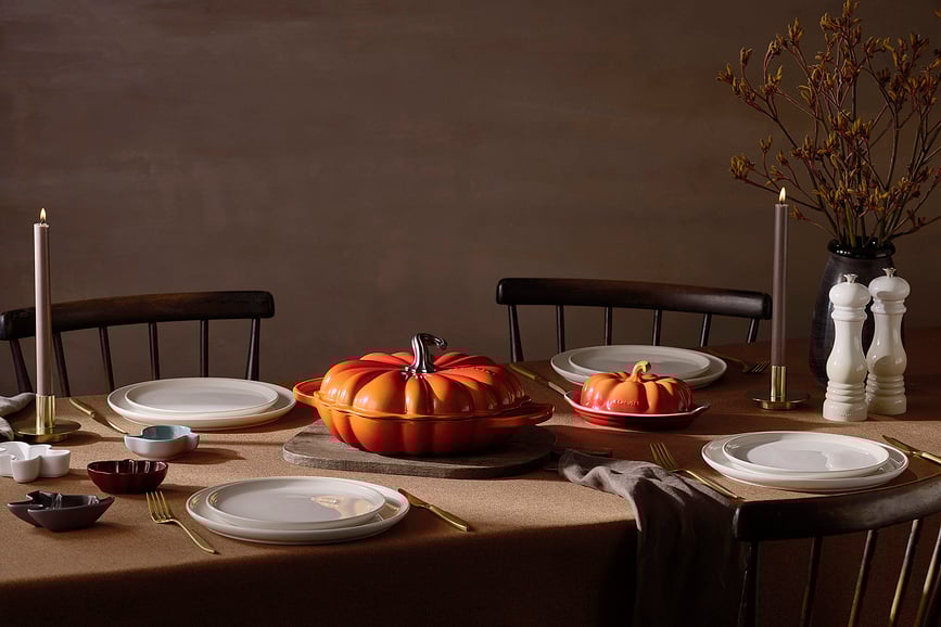 Cazuela Gourmet con forma de calabaza, 28 cm, blanca