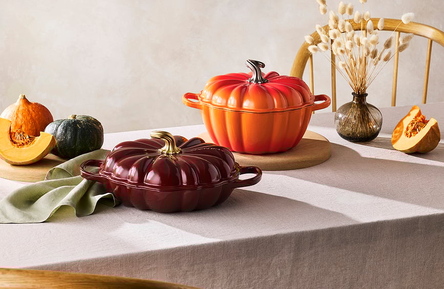 Cazuela Gourmet con forma de calabaza, 28 cm, blanca