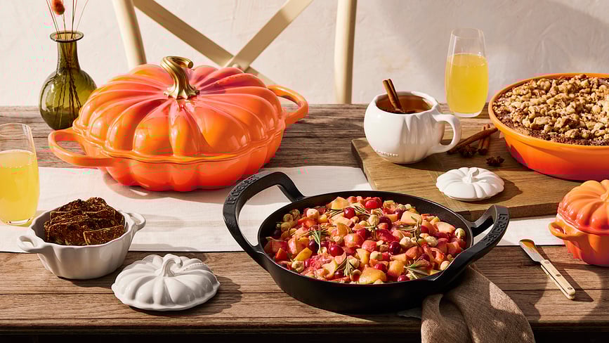 Cazuela Gourmet con forma de calabaza, 28 cm, blanca